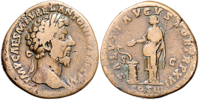 RÖMISCHES REICH, Marcus Aurelius, 161-180, AE Sesterz TRP XVI =161/62, Rom. Belo...