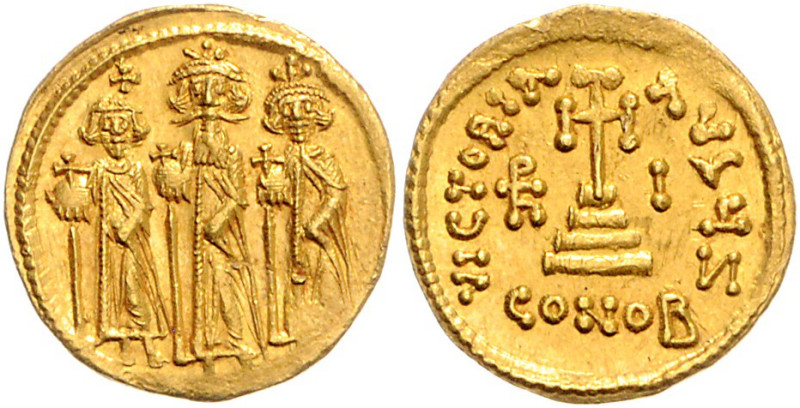 BYZANTINISCHES REICH, Heraclius, 610-641, AV Solidus (636-637), CONOB =Konstanti...