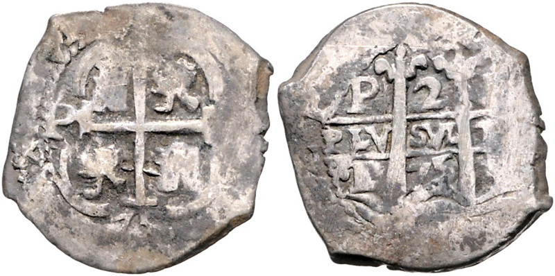 BOLIVIEN, Karl II., 1665-1700, 2 Reales 1675 P E, Potosi. 6,95g. Erworben 10/05/...