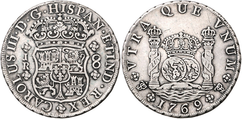 BOLIVIEN, Karl III., 1759-1788, 8 Reales 1769 PTS JR, Potosi. 9 nach links gesch...