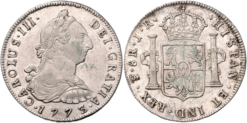 BOLIVIEN, Karl III., 1759-1788, 8 Reales 1773 PTS JR, Potosi. 26,99g. Erworben 1...