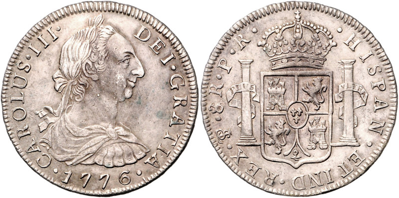 BOLIVIEN, Karl III., 1759-1788, 8 Reales 1776 PTS PR, Potosi. 26,64g. Erworben 1...