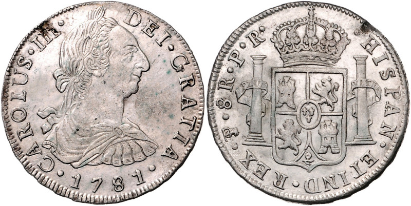 BOLIVIEN, Karl III., 1759-1788, 8 Reales 1781 PTS PR, Potosi. 26,89g. Erworben 1...