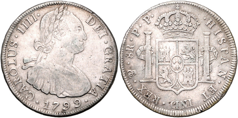 BOLIVIEN, Karl IV., 1788-1808, 8 Reales 1799 PTS PP, Potosi. 26,79g. Erworben 10...