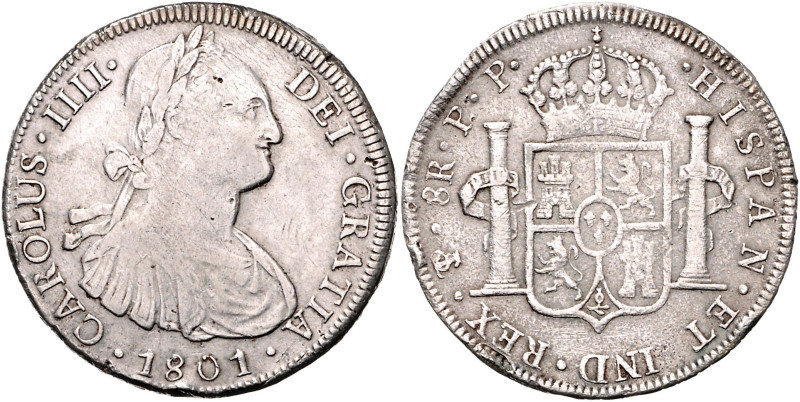 BOLIVIEN, Karl IV., 1788-1808, 8 Reales 1801 PTS PP, Potosi. 26,58g. Erworben 10...