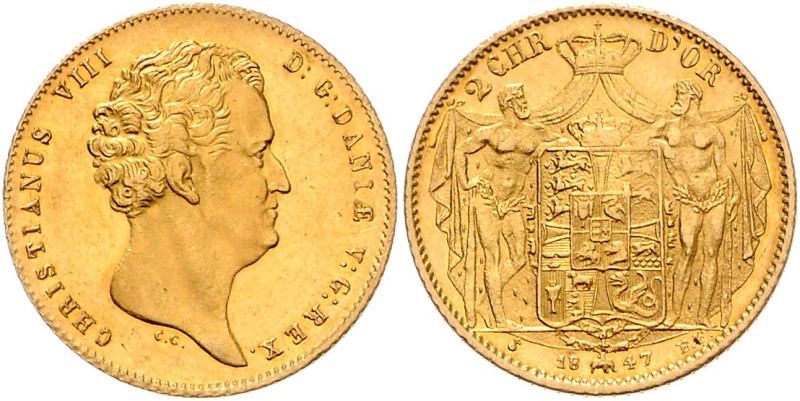 DÄNEMARK, Christian VIII., 1839-1848, 2 Christian d'or 1847, Altona. 13,26g.
GO...