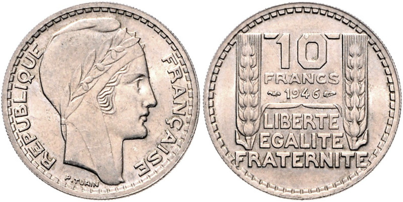 FRANKREICH, Provisorische Regierung unter de Gaulle, 1944-1947, 10 Francs 1946. ...