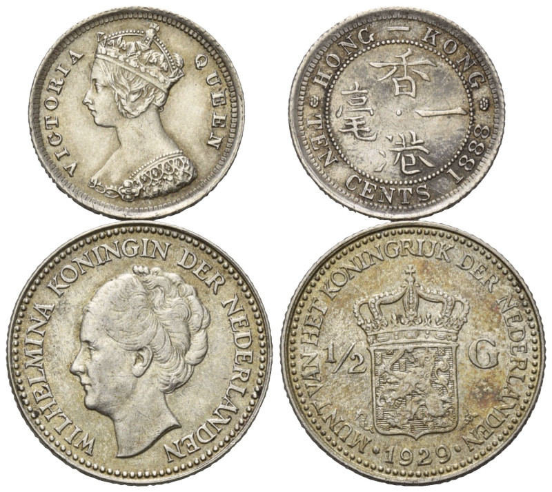 HONGKONG, Victoria, 1837-1901, 10 Cent 1888(vz); Niederlande, 1/2 Gulden 1929(vz...