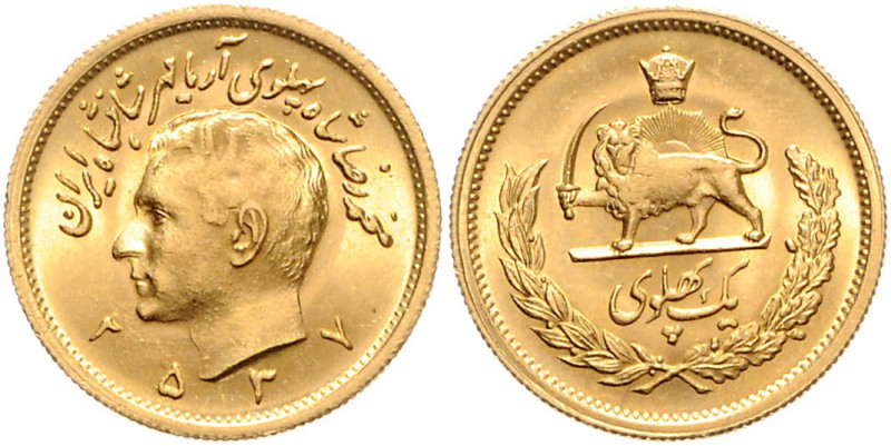 IRAN, Mohammad Reza Pahlavi Shah, 1941-1979, Pahlavi MS 2537 =1978. 8,14g.
Ware...