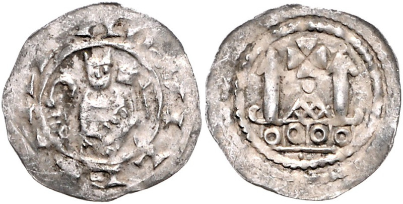 ITALIEN / AQUILEIA, Pilgrim II., 1195-1204, Pfennig. Brustb. v.vorn, hält Krumms...