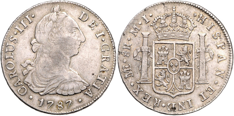 PERU, Carlos III., 1759-1788, 8 Reales 1787 LIMAE MI, Lima. 26,96g. Erworben 14/...