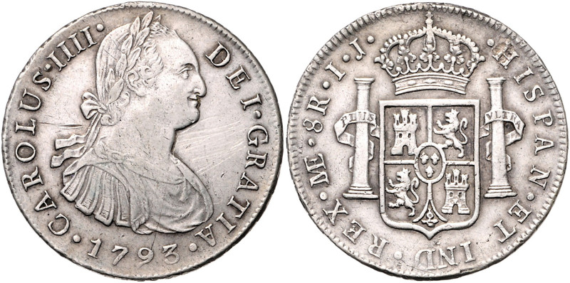 PERU, Carlos IV., 1788-1808, 8 Reales 1793 LIMAE IJ, Lima. 26,81g. Erworben 10/0...