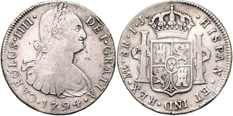 PERU, Carlos IV., 1788-1808, 8 Reales 1794 LIMAE IJ, Lima. 26,60g. Erworben 10/0...