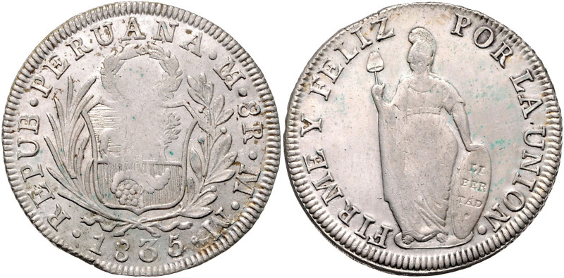 PERU, Republik, seit 1821, 8 Reales 1835 LIMAE MM, Lima. 27,16g. Erworben 10/04/...