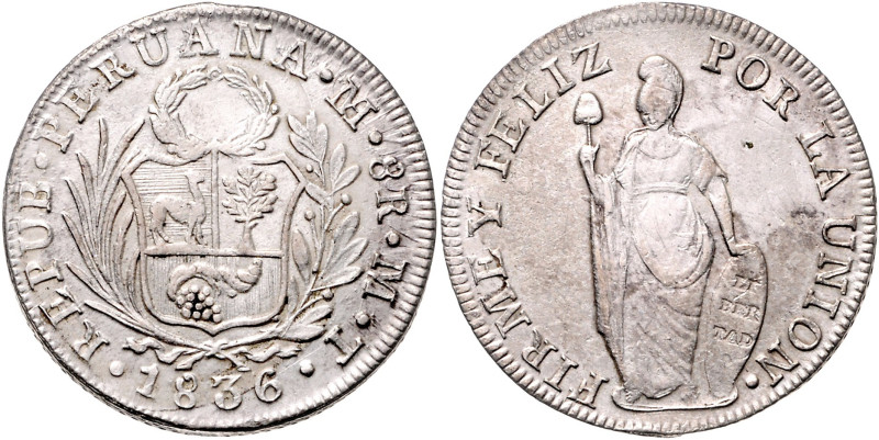 PERU, Republik, seit 1821, 8 Reales 1836 LIMAE MT, Lima. 25,45g. Erworben 10/04/...