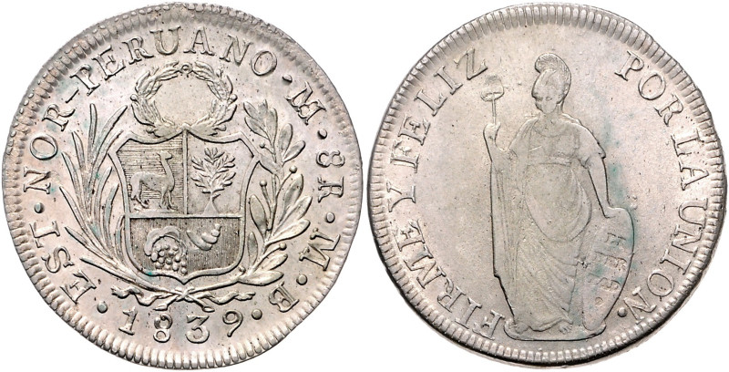 PERU / NORD, Konföderation Peru-Bolivien, 1836-1839, 8 Reales 1839 LIMAE MB, Lim...