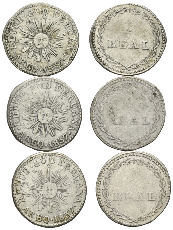 PERU / SÜD, Konföderation Peru-Bolivien, 1836-1839, 1/2 Real 1837 AREQ, Arequipa...