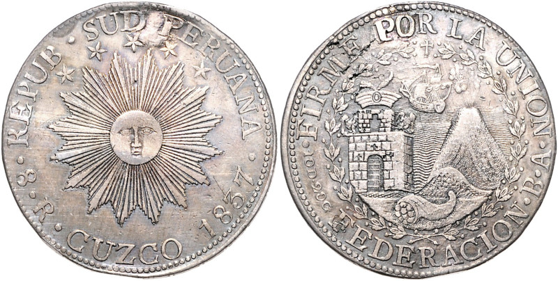 PERU / SÜD, Konföderation Peru-Bolivien, 1836-1839, 8 Reales 1837 CUZCO BA, Cuzc...