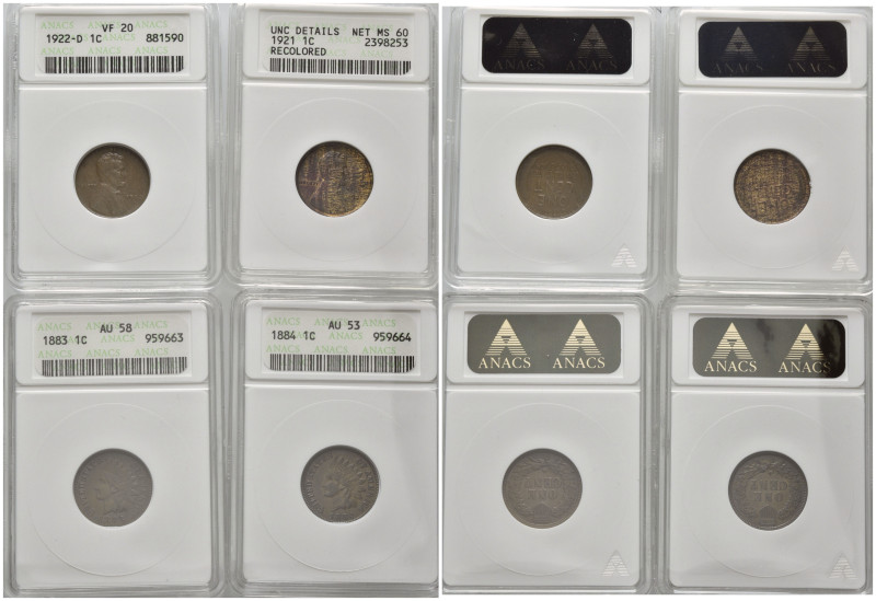 VEREINIGTE STAATEN VON AMERIKA, Cent 1883 (ANACS AU58); Cent 1884 (ANACS AU53); ...