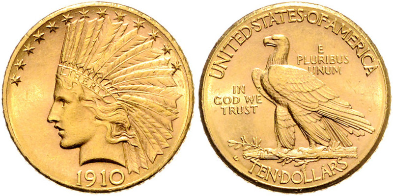 VEREINIGTE STAATEN VON AMERIKA, 10 Dollars 1910 D, Denver. 16,72g.
Ware ist MwS...