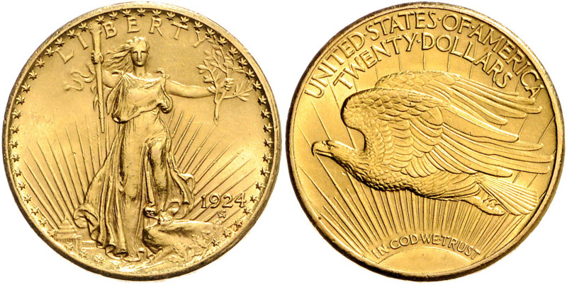 VEREINIGTE STAATEN VON AMERIKA, 20 Dollars 1924. St. Gaudens. 33,41g.
Ware ist ...