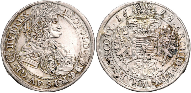 HAUS HABSBURG, Leopold I., 1657-1705, 1/2 Reichstaler 1698 KB, Kremnitz. 13,5g....