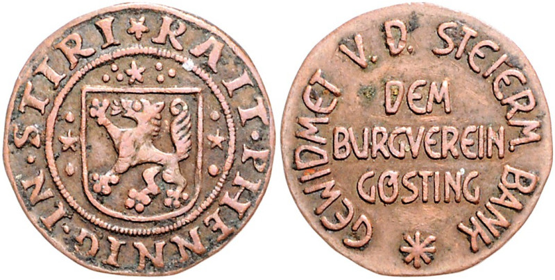 STEIERMARK, Ferdinand I., 1521-1564, Raitpfennig (Rechenpfennig) o.J. Nachbildun...