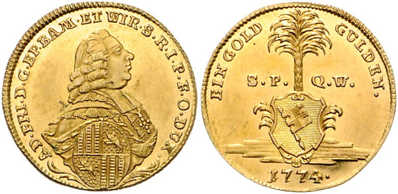 WÜRZBURG, BISTUM, Adam Friedrich von Seinsheim, 1755-1779, Neujahrsgoldgulden 17...