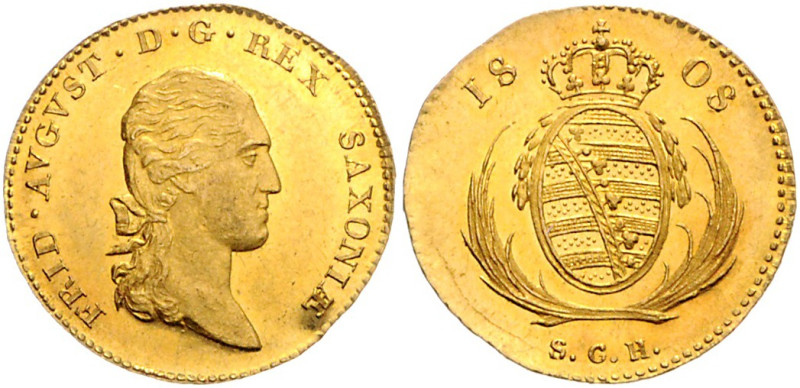 SACHSEN, Friedrich August I., 1806-1827, Dukat 1808 SGH, Dresden. 3,47g.
GOLD, ...