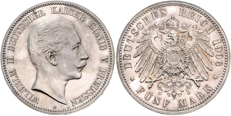 PREUSSEN, Wilhelm II., 1888-1918, 5 Mark 1906 A.
l.berührt, PP
J.104