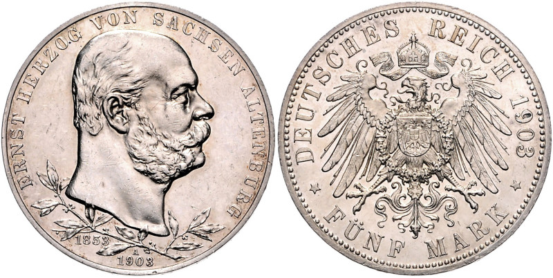 SACHSEN-ALTENBURG, Ernst, 1853-1908, 5 Mark 1903 A. 50jähr. Reg.-Jub.
l.berührt...