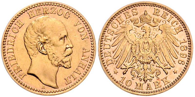 ANHALT, Friedrich I., 1871-1904, 10 Mark 1896 A.
vz/st
J.180