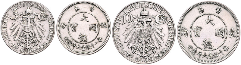 KOLONIEN, Kiautschou, 10+20 Cent 1909.
2 Stk., ss
J.730; 731