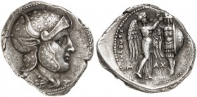 COINS OF THE GREEK WORLD. SELEUCID KINGDOM. Seleucos I Nicator, 312-280. Tetradrachm c. 305-298/7 BC, Susa. Deified head of Alexander right, wearing D...
