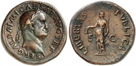 COINS OF THE GREEK WORLD. ROMAN EMPIRE. Galba, 68-69. Sestertius c. October 68, Rome. SER•GALBA•IMP•CAESAR•AVG TR•P Laureate head of Galba to right. R...