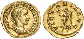 COINS OF THE GREEK WORLD. ROMAN EMPIRE. Gordianus III, 238-244. Aureus 238-239, Rome. IMP CAES M ANT GORDIANVS AVG Laureate, draped and cuirassed bust...