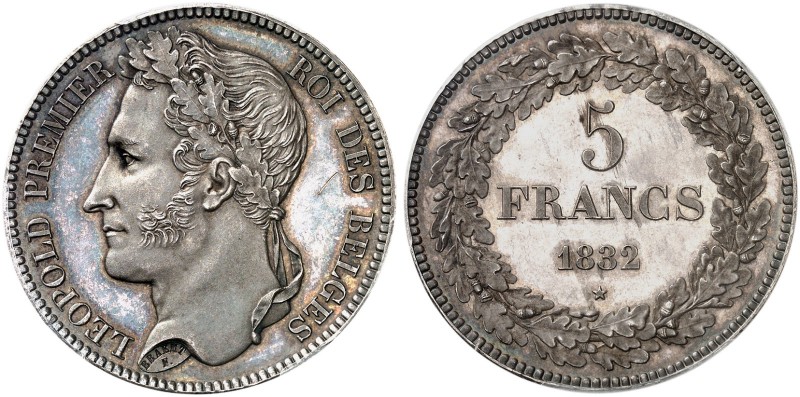 BELGIEN. Königreich. Leopold I. 1831-1865. 5 Francs 1832, Brüssel. Morin 7 a. Da...