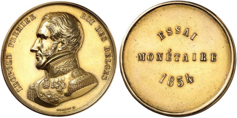BELGIEN. Königreich. Leopold I. 1831-1865. 100 Francs 1854, Brüssel. Probe in Go...