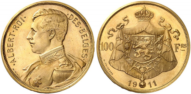 BELGIEN. Königreich. Albert, 1909-1934. 100 Francs 1911, Brüssel. Stempel von G....
