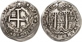 BOLIVIEN. Luis I. 1724. 8 Reales 1726, Potosi. Königliche oder Sonderprägung auf rundem Schrötling. *LVIS* PRIMERO*D*G*HISPA* Gekröntes Wappen, in der...