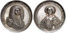 DEUTSCHLAND. Württemberg-Oels, Herzogtum. Sylvius Friedrich, 1664-1697. Silbermedaille 1677. Auf das 5-jährige Ehejubiläum mit Eleonora Karolina von M...