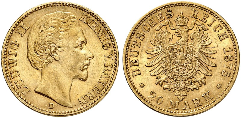 DEUTSCHLAND. Deutsche Reichsmünzen. Bayern, Königreich. Ludwig II. 1864-1886. 20...