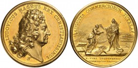 FRANKREICH. Königreich und Republik. Louis XIV. 1643-1715. Goldmedaille o. J. La Chambre de Commerce de Lyon. Stempel von Thomas Bernard. LUDOVICUS MA...