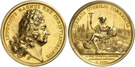 FRANKREICH. Königreich und Republik. Louis XIV. 1643-1715. Goldmedaille 1703. La Chambre de Commerce de Rouen. Stempel von Thomas Bernard. LUDOVICUS M...