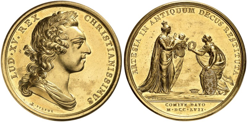 FRANKREICH. Königreich und Republik. Louis XV. 1715-1774. Goldmedaille 1757. Auf...