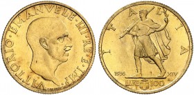 ITALIEN. Königreich. Vittorio Emanuele III. 1900-1946. 100 Lire 1936 Anno XIV, Rom. Stempel von G. Romagnoli. VITTORIO · EMANVELE · III · RE · E · IMP...