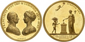 RDR / ÖSTERREICH. Franz II. (I.), 1792-1835. Goldmedaille zu 20 Dukaten 1808. Auf die 3. Vermählung des Kaisers mit Maria Ludovica Beatrix von Modena ...