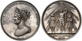 RUSSIA. Nicholas I. 1825-1855. Silver medal 1828. On the Death of Empress Maria Feodorovna. Dies by P. Utkin and H. Gube. Laureate and diademed bust o...