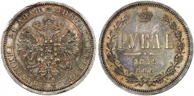 RUSSIA. Alexander II. 1855-1881. Rouble 1859, St. Petersburg Mint, ФБ. 20.46 g. Bitkin 70 (R1). Dav. 289. Very rare in this condition. Small edge nick...