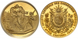 SCHWEIZ. Schützentaler, Schützenmedaillen & Schützenvaria. Genf / Genève. Goldmedaille 1882. Genève. Société cantonale des carabiniers genevois. 4me t...